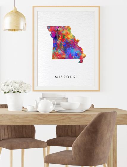 Dignovel Studios Unframed Missouri Abstract Map Art United States Watercolor Art Print Home Decor Hanging DN959 - Image 8