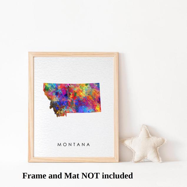 Dignovel Studios Unframed Montana Abstract Map Art United States Watercolor Art Print Home Decor Hanging DN960 - Image 3