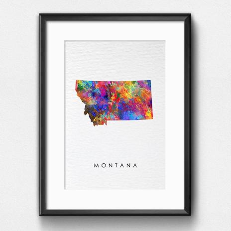 Dignovel Studios Unframed Montana Abstract Map Art United States Watercolor Art Print Home Decor Hanging DN960 - Image 6