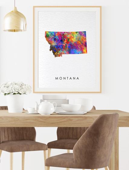 Dignovel Studios Unframed Montana Abstract Map Art United States Watercolor Art Print Home Decor Hanging DN960 - Image 8