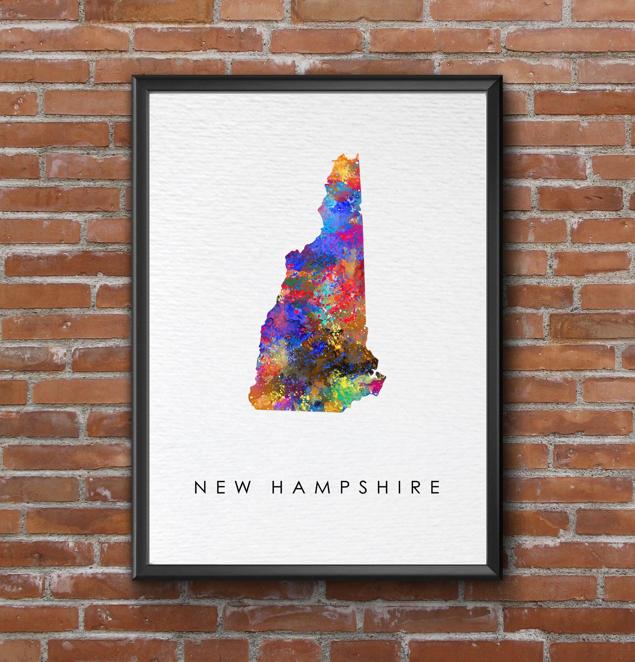 Dignovel Studios Unframed New Hampshire Abstract Map Art United States Watercolor Art Print Home Decor Hanging DN963 - Image 7