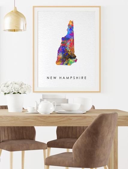 Dignovel Studios Unframed New Hampshire Abstract Map Art United States Watercolor Art Print Home Decor Hanging DN963 - Image 8