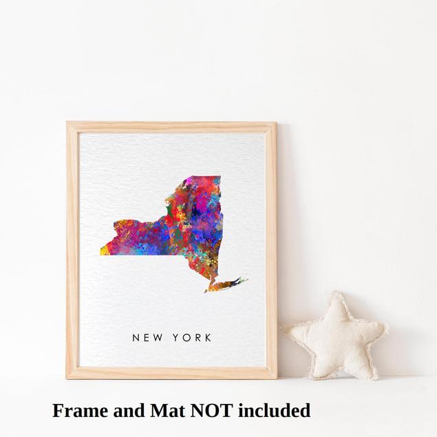 Dignovel Studios Unframed New York Abstract Map Art United States Watercolor Art Print Home Decor Hanging DN966 - Image 3