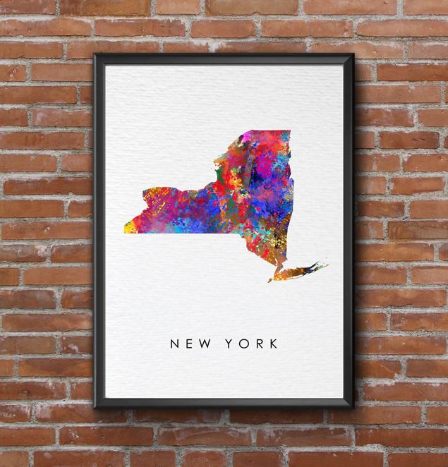 Dignovel Studios Unframed New York Abstract Map Art United States Watercolor Art Print Home Decor Hanging DN966 - Image 7