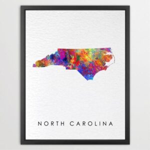 Dignovel Studios Unframed North Carolina Abstract Map Art United States Watercolor Art Print Home Decor Hanging DN967