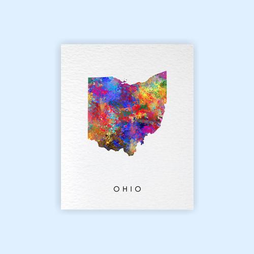 Dignovel Studios Unframed Ohio Abstract Map Art United States Watercolor Art Print Home Decor Hanging DN969 - Image 2