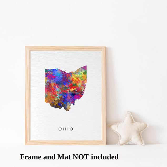 Dignovel Studios Unframed Ohio Abstract Map Art United States Watercolor Art Print Home Decor Hanging DN969 - Image 3