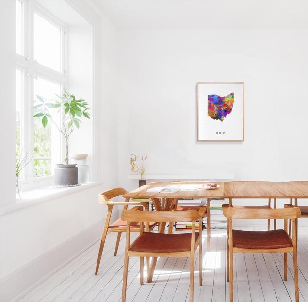 Dignovel Studios Unframed Ohio Abstract Map Art United States Watercolor Art Print Home Decor Hanging DN969 - Image 4