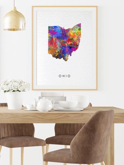 Dignovel Studios Unframed Ohio Abstract Map Art United States Watercolor Art Print Home Decor Hanging DN969 - Image 8