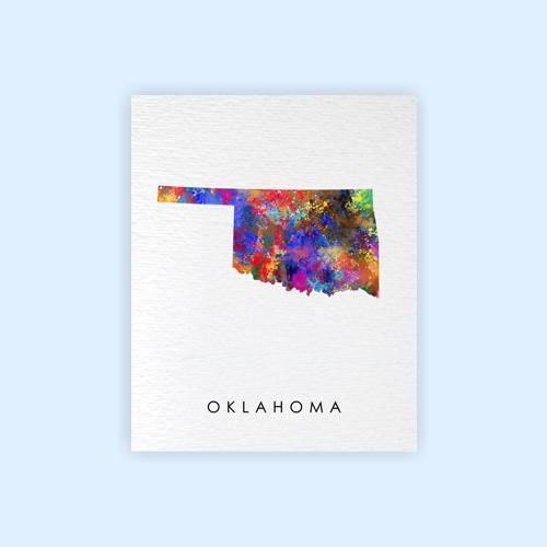 Dignovel Studios Unframed Oklahoma Abstract Map Art United States Watercolor Art Print Home Decor Hanging DN970 - Image 2