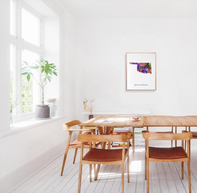 Dignovel Studios Unframed Oklahoma Abstract Map Art United States Watercolor Art Print Home Decor Hanging DN970 - Image 4