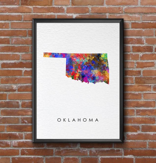 Dignovel Studios Unframed Oklahoma Abstract Map Art United States Watercolor Art Print Home Decor Hanging DN970 - Image 7