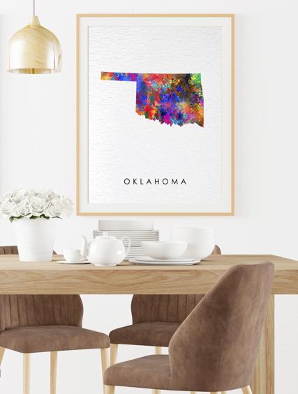 Dignovel Studios Unframed Oklahoma Abstract Map Art United States Watercolor Art Print Home Decor Hanging DN970 - Image 8