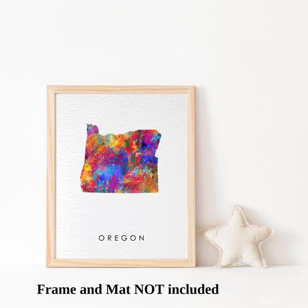 Dignovel Studios Unframed Oregon Abstract Map Art United States Watercolor Art Print Home Decor Hanging DN971 - Image 3