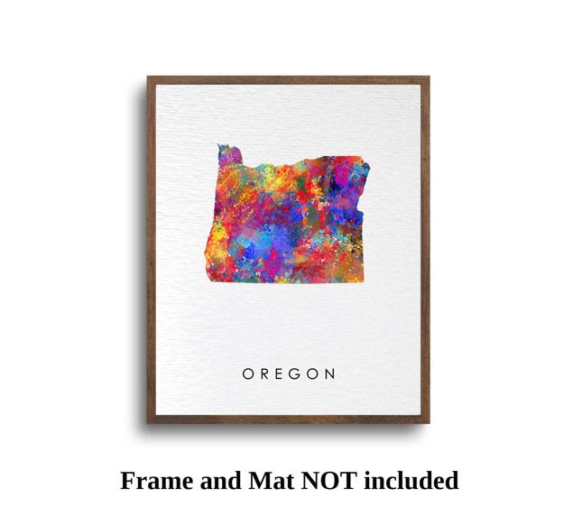 Dignovel Studios Unframed Oregon Abstract Map Art United States Watercolor Art Print Home Decor Hanging DN971 - Image 5