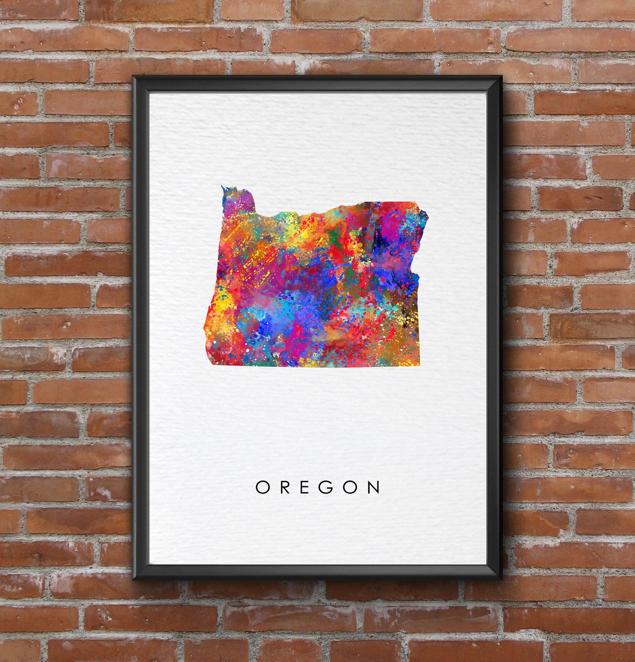 Dignovel Studios Unframed Oregon Abstract Map Art United States Watercolor Art Print Home Decor Hanging DN971 - Image 7