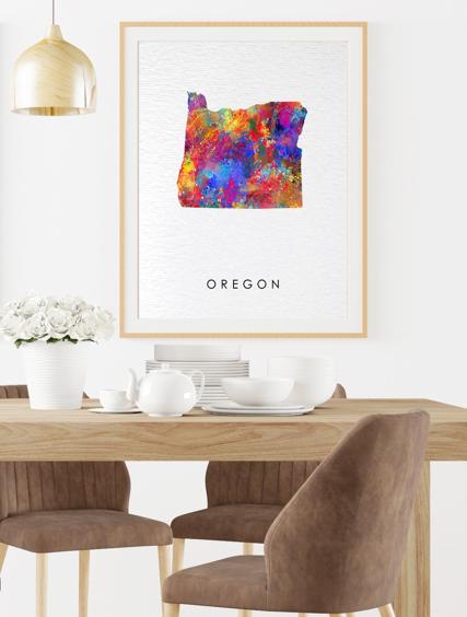 Dignovel Studios Unframed Oregon Abstract Map Art United States Watercolor Art Print Home Decor Hanging DN971 - Image 8