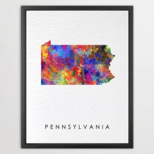 Dignovel Studios Unframed Pennsylvania Abstract Map Art United States Watercolor Art Print Home Decor Hanging DN972