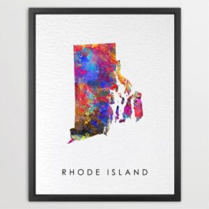 Dignovel Studios Unframed Rhode Island Abstract Map Art United States Watercolor Art Print Home Decor Hanging DN973