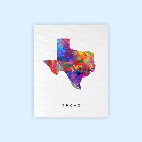 Dignovel Studios Unframed Texas Abstract Map Art United States Watercolor Art Print Home Decor Hanging DN977 - Image 2