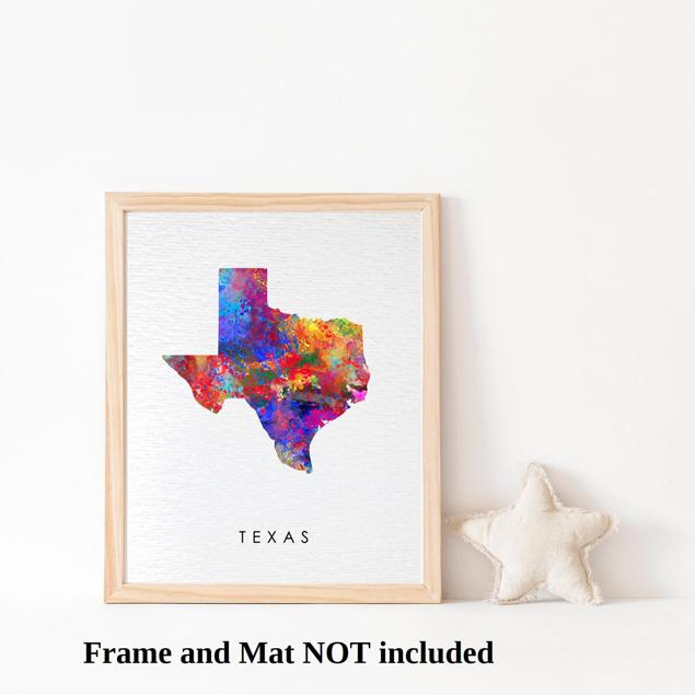 Dignovel Studios Unframed Texas Abstract Map Art United States Watercolor Art Print Home Decor Hanging DN977 - Image 3