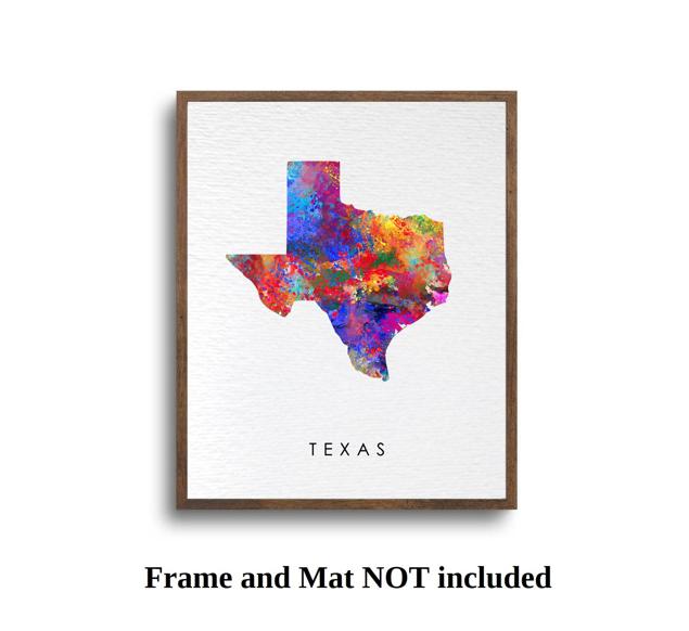 Dignovel Studios Unframed Texas Abstract Map Art United States Watercolor Art Print Home Decor Hanging DN977 - Image 5