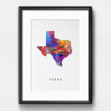 Dignovel Studios Unframed Texas Abstract Map Art United States Watercolor Art Print Home Decor Hanging DN977 - Image 6