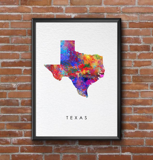 Dignovel Studios Unframed Texas Abstract Map Art United States Watercolor Art Print Home Decor Hanging DN977 - Image 7