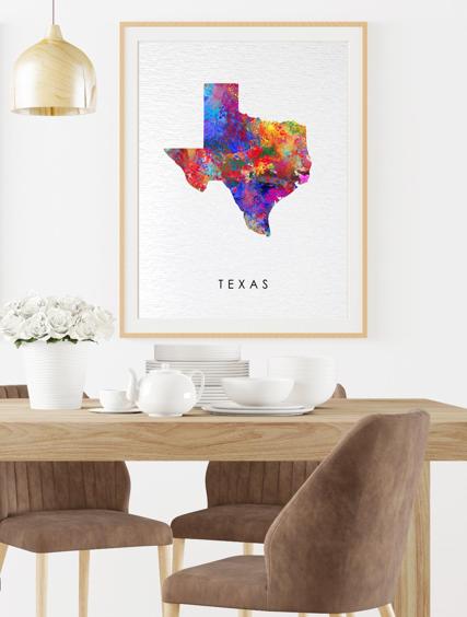 Dignovel Studios Unframed Texas Abstract Map Art United States Watercolor Art Print Home Decor Hanging DN977 - Image 8