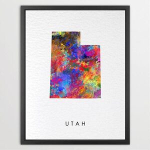 Dignovel Studios Unframed Utah Abstract Map Art United States Watercolor Art Print Home Decor Hanging DN978
