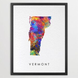 Dignovel Studios Unframed Vermont Abstract Map Art United States Watercolor Art Print Home Decor Hanging DN979