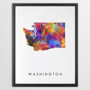 Dignovel Studios Unframed Washington Abstract Map Art United States Watercolor Art Print Home Decor Hanging DN981