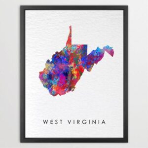 Dignovel Studios Unframed West Virginia Abstract Map Art United States Watercolor Art Print Home Decor Hanging DN982