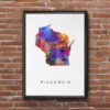 Dignovel Studios Unframed Wisconsin Abstract Map Art United States Watercolor Art Print Home Decor Hanging DN983 - Image 7
