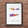 Dignovel Studios Unframed US Virgin Islands Abstract Map Art United States Watercolor Art Print Home Decor Hanging DN985 - Image 7