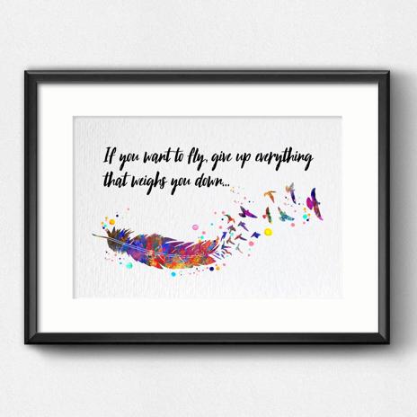 Dignovel Studios Unframed Feather Bird Watercolor Art Print If You Want to Fly Inspirational Motivational Quote Life Wisdom Home Decor Hanging DN987 - Image 6