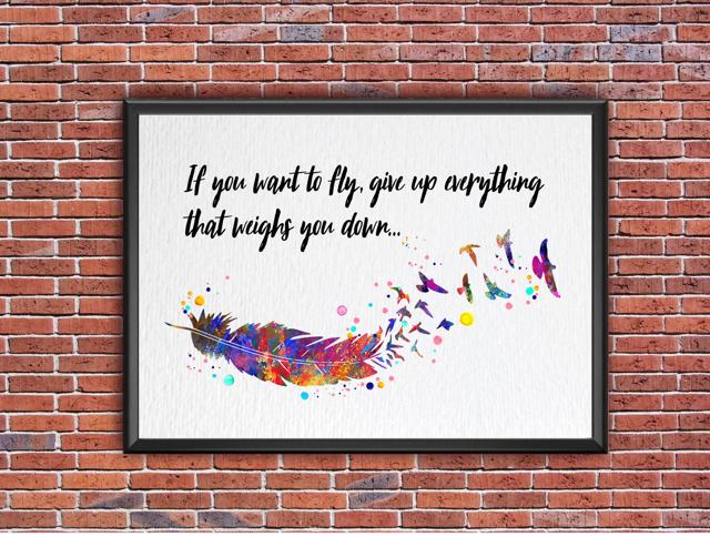 Dignovel Studios Unframed Feather Bird Watercolor Art Print If You Want to Fly Inspirational Motivational Quote Life Wisdom Home Decor Hanging DN987 - Image 7