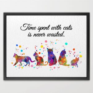 Dignovel Studios Unframed Cat Inspirational Quote Watercolor Art Print Pet Animal Clinic Office Home Home Hanging DN1031