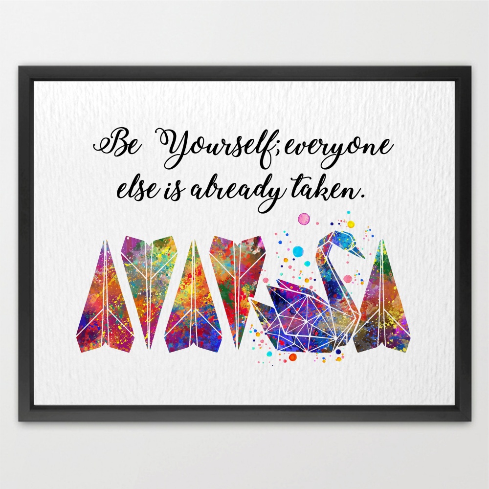 Dignovel Studios Unframed Be Yourself Inspirational Quote Watercolor Art Print Affirmation Motivational Wisdom Home Office Home Hanging DN1034
