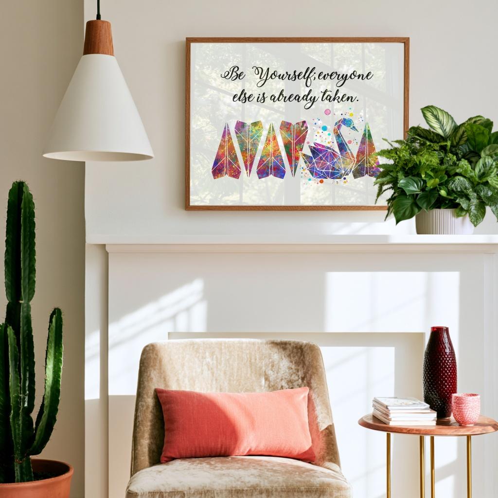 Dignovel Studios Unframed Be Yourself Inspirational Quote Watercolor Art Print Affirmation Motivational Wisdom Home Office Home Hanging DN1034 - Image 7