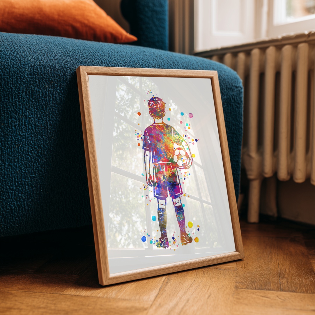 Dignovel Studios Unframed Soccer Boy Sports Watercolor Art Print School Gym Classroom Home Kids Room Home Hanging DN1036 - Image 5