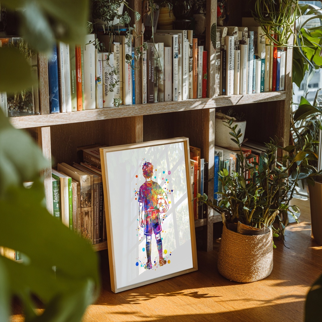Dignovel Studios Unframed Soccer Boy Sports Watercolor Art Print School Gym Classroom Home Kids Room Home Hanging DN1036 - Image 6
