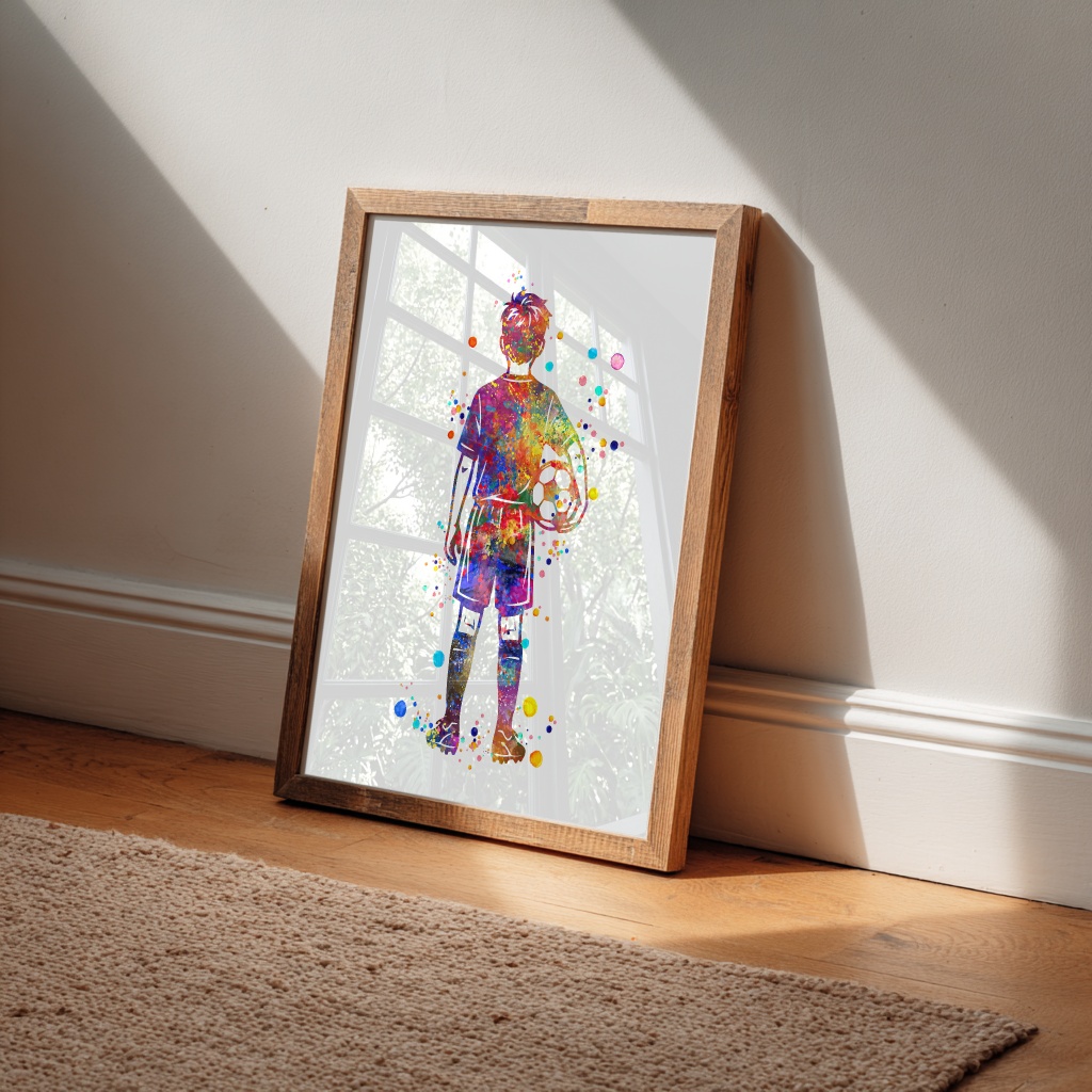 Dignovel Studios Unframed Soccer Boy Sports Watercolor Art Print School Gym Classroom Home Kids Room Home Hanging DN1036 - Image 7