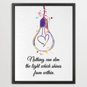 Dignovel Studios Unframed Inspirational Quote Heart Watercolor Art Print Affirmation Positive Mindset Home Office Classroom Home Hanging DN1037
