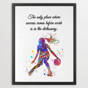 Dignovel Studios Unframed Basketball Girl Player Sports Quote Watercolor Art Print Affirmation Positive Home Office Gym Home Hanging DN1040