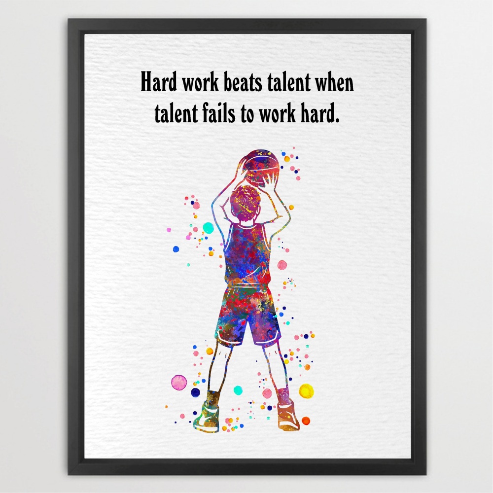Dignovel Studios Unframed Basketball Boy Player Sports Quote Watercolor Art Print Affirmation Positive Home Office Gym Home Hanging DN1041