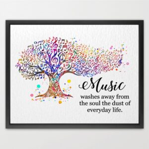 Dignovel Studios Unframed Music Notes Tree Quote Watercolor Art Print Musician Inspirational Motivational Home Office Home Hanging DN1042