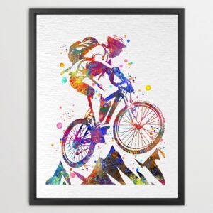 Dignovel Studios Unframed Bike Cyclist Man Sports Watercolor Art Print Outdoor Living Affirmation Inspirational Home Office Home Hanging DN1045