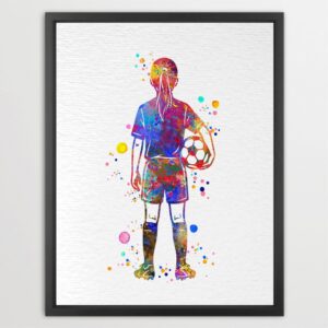 Dignovel Studios Unframed Soccer Girl Sports Watercolor Art Print Poster School Gym Classroom Home Kids Room Home Hanging DN1046