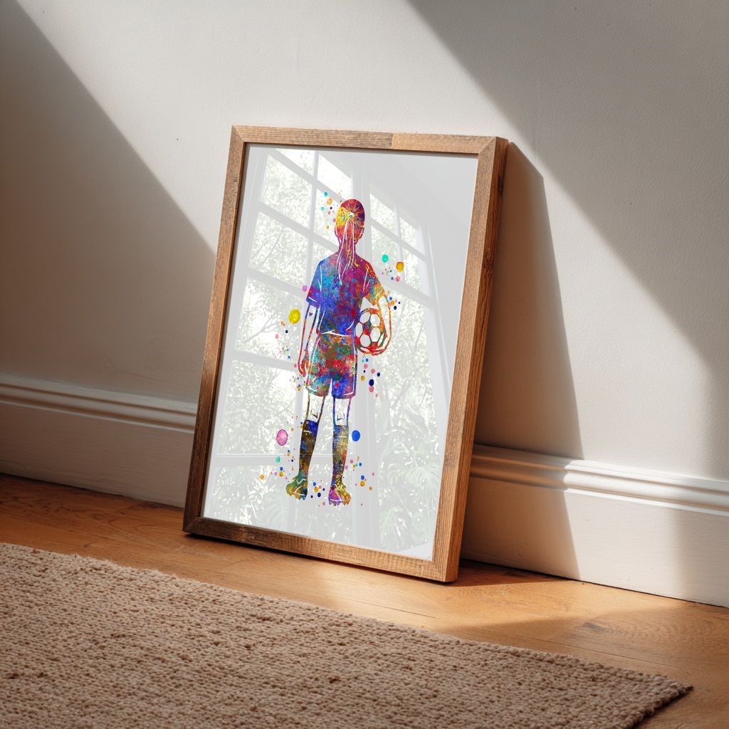 Dignovel Studios Unframed Soccer Girl Sports Watercolor Art Print Poster School Gym Classroom Home Kids Room Home Hanging DN1046 - Image 7